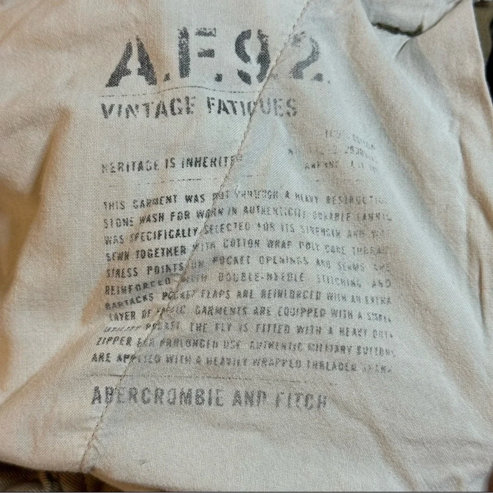 VTG Abercrombie & Fitch Beige Military Paratropper Baggy Cargo Pants Men's 36x32